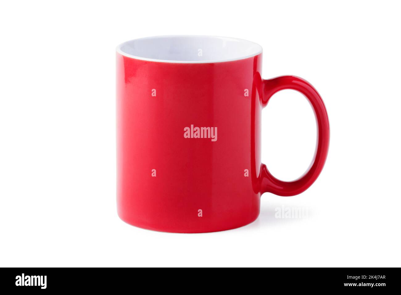 Red ceramic cup with handle closeup isolated on white Stock Photo Alamy