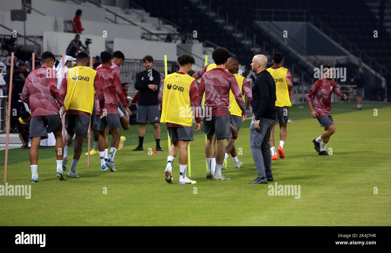 Qatar. 02nd Oct, 2022. The first open training of the first national team of Qatar was held at Al Sadd Stadium. (Photo by Sidhik Keerantakath/Pacific Press) Credit: Pacific Press Media Production Corp./Alamy Live News Stock Photo