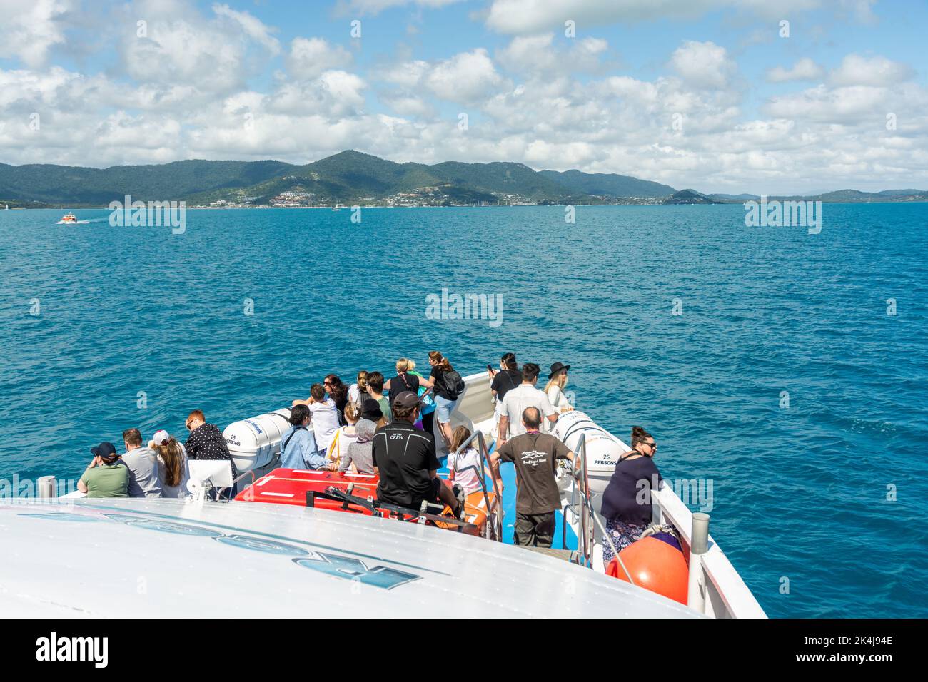 cruise passenegers tendering from p&o cruise ship 'pacific encounter' to airlee beach in northern queensland. australia Stock Photo