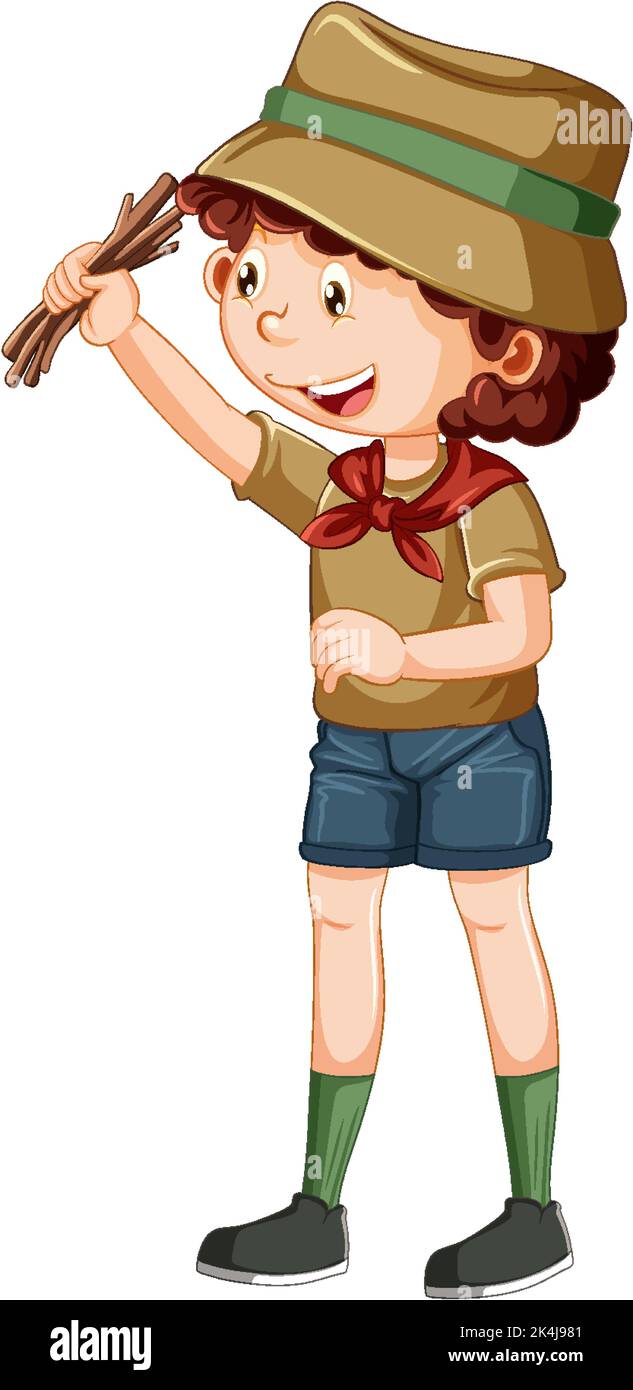 Camping boy holding firewood illustration Stock Vector Image & Art - Alamy