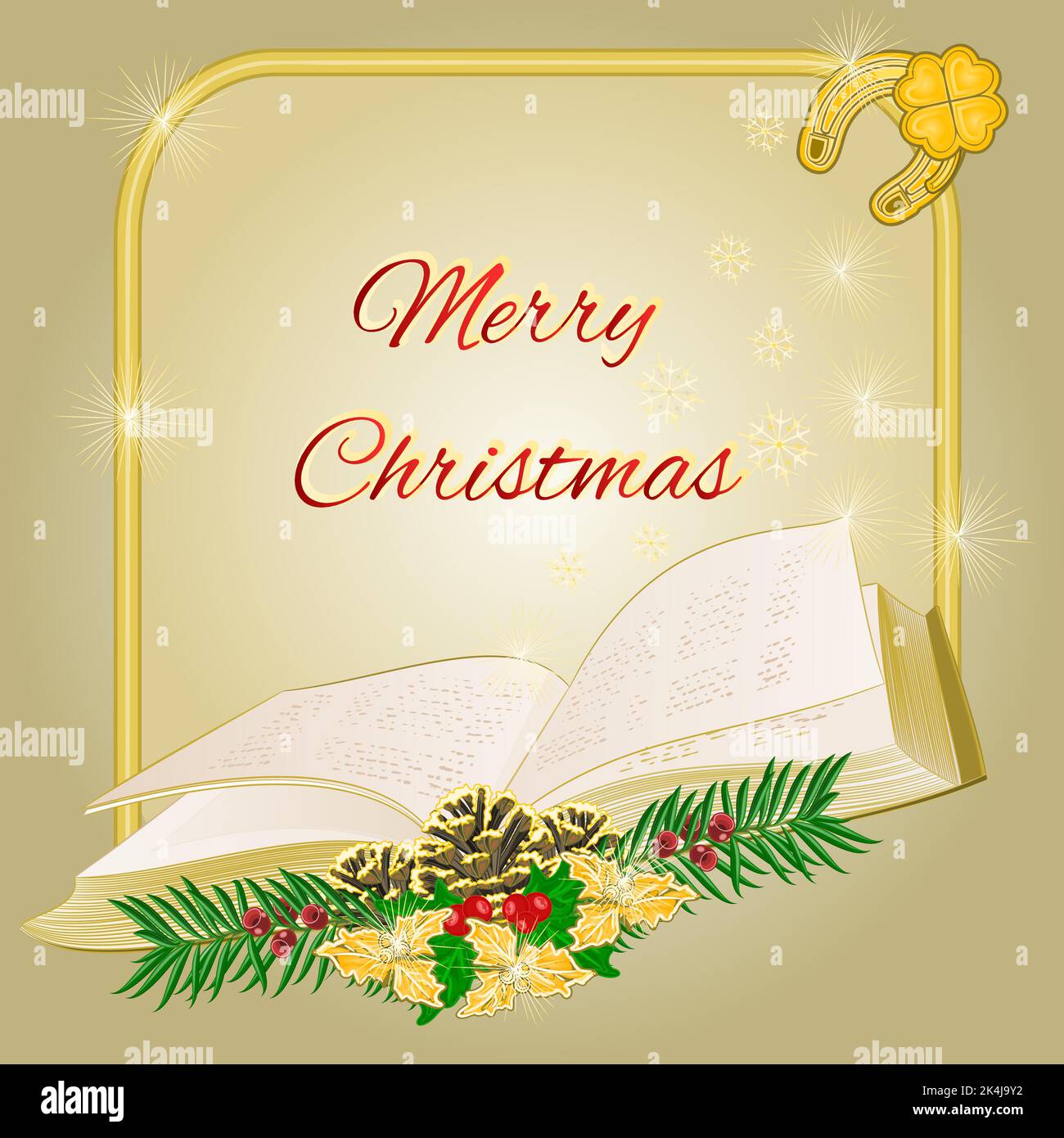 Merry Christmas  frame with book vector Stock Vector