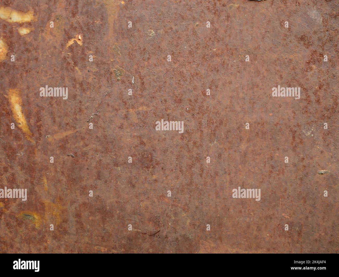 Brown rust stain on surface of the sheet metal , Cracked and flaking surfaces, Abstract background and metalic texture Stock Photo