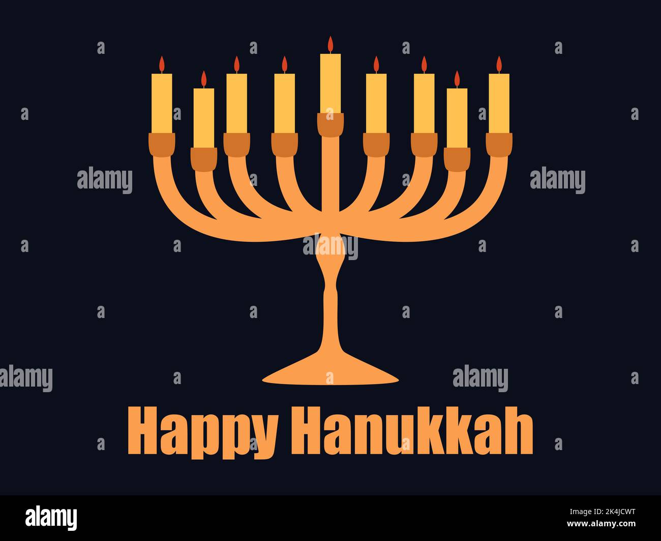 Happy Hanukkah. Menorah with nine candles is a symbol of the Jewish
