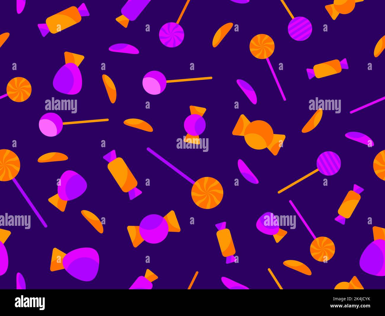 Halloween candy seamless pattern. Trick or treat. Scattered candies in