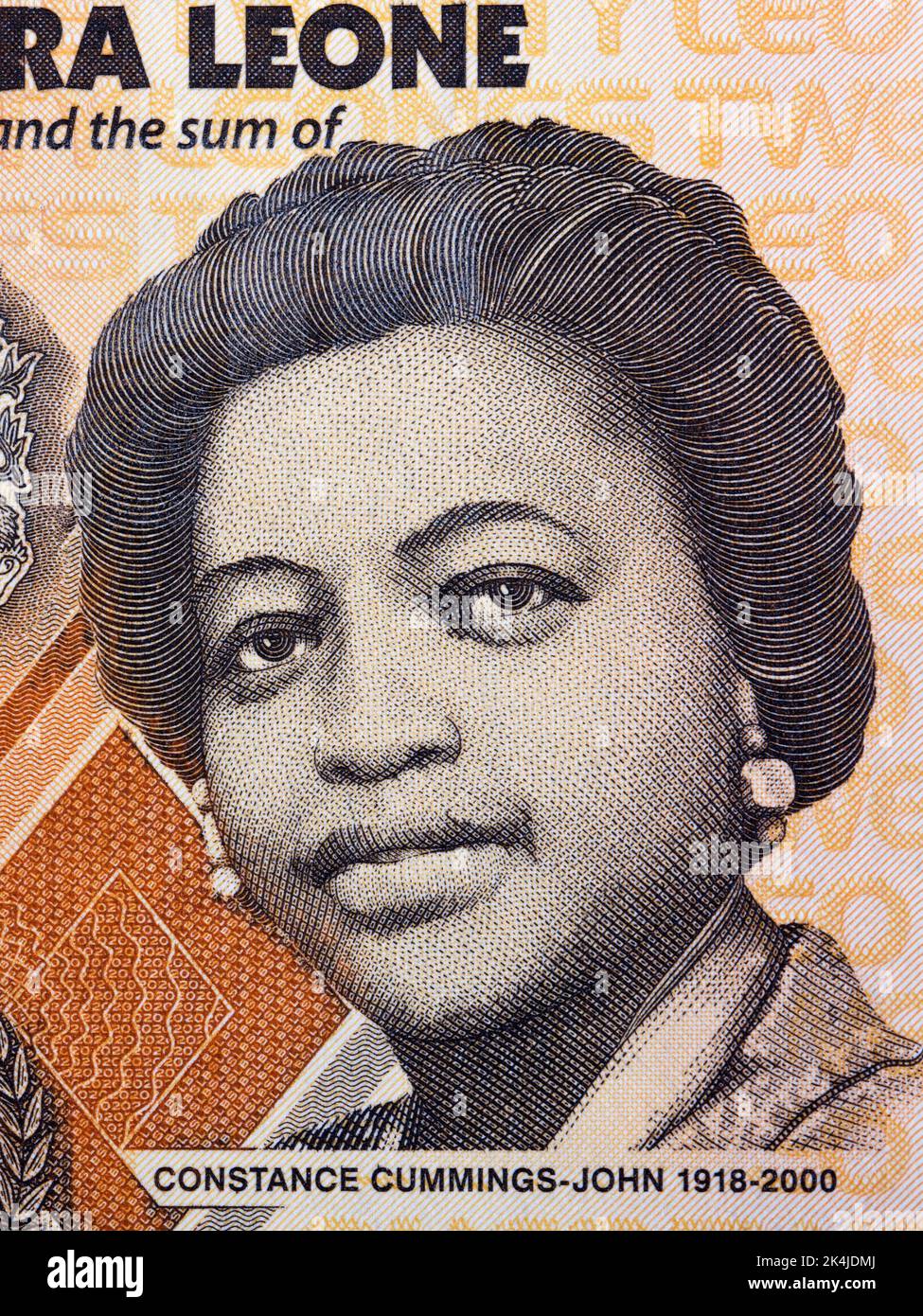 Constance Cummings-John a portrait from Sierra Leonean money - Leones Stock Photo