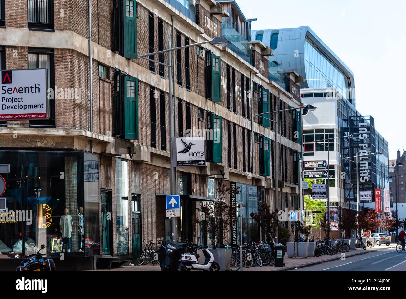 Rotterdam, Netherlands - May 8, 2022: Cityscape of Rotterdam a sunny day of spring. Stock Photo