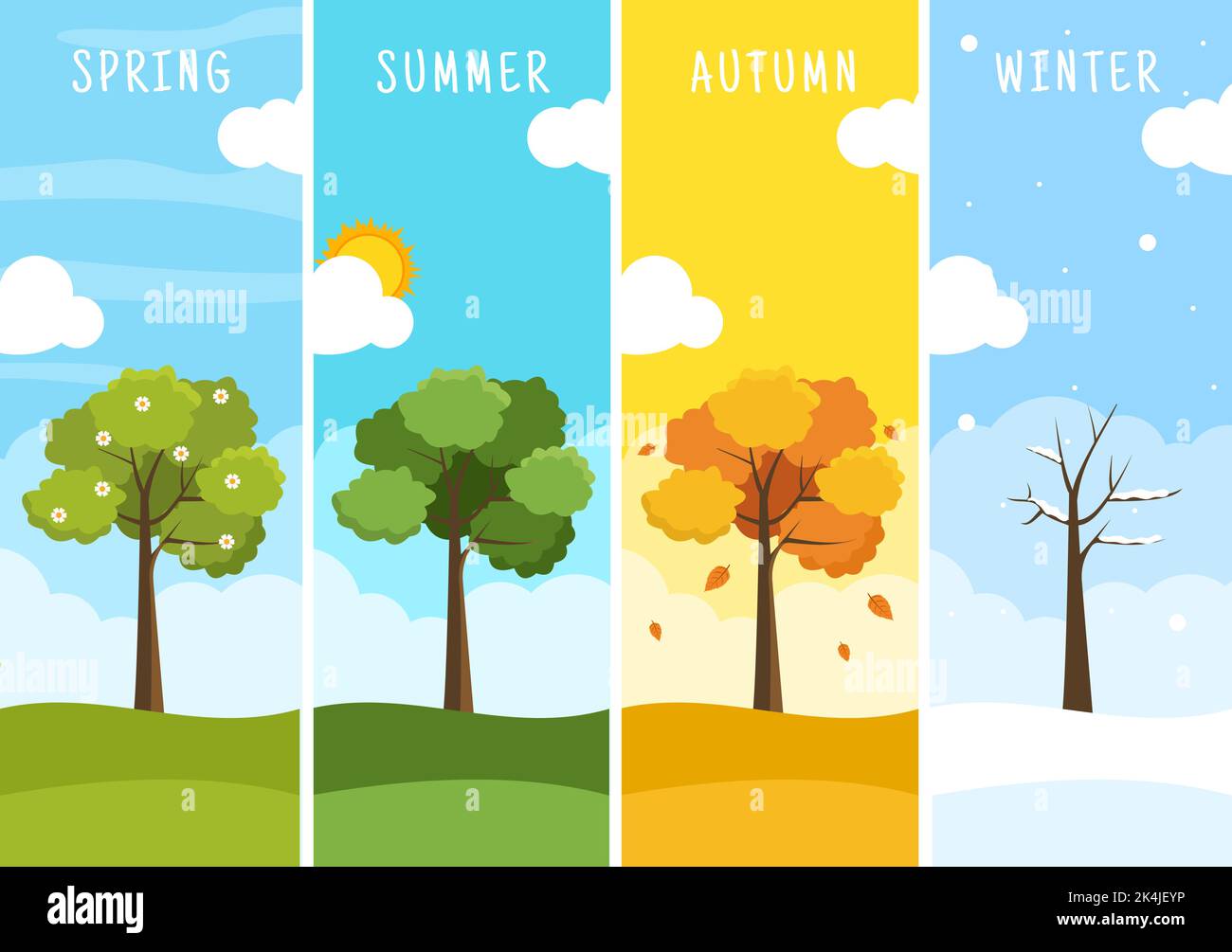Scenery of the Four Seasons of Nature with Landscape Spring, Summer ...