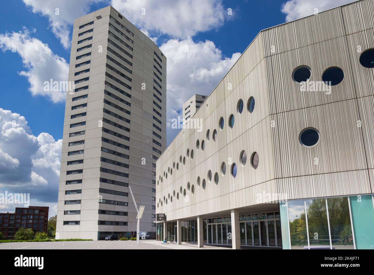 Modern high apartment buildingat the stadium in Groningen