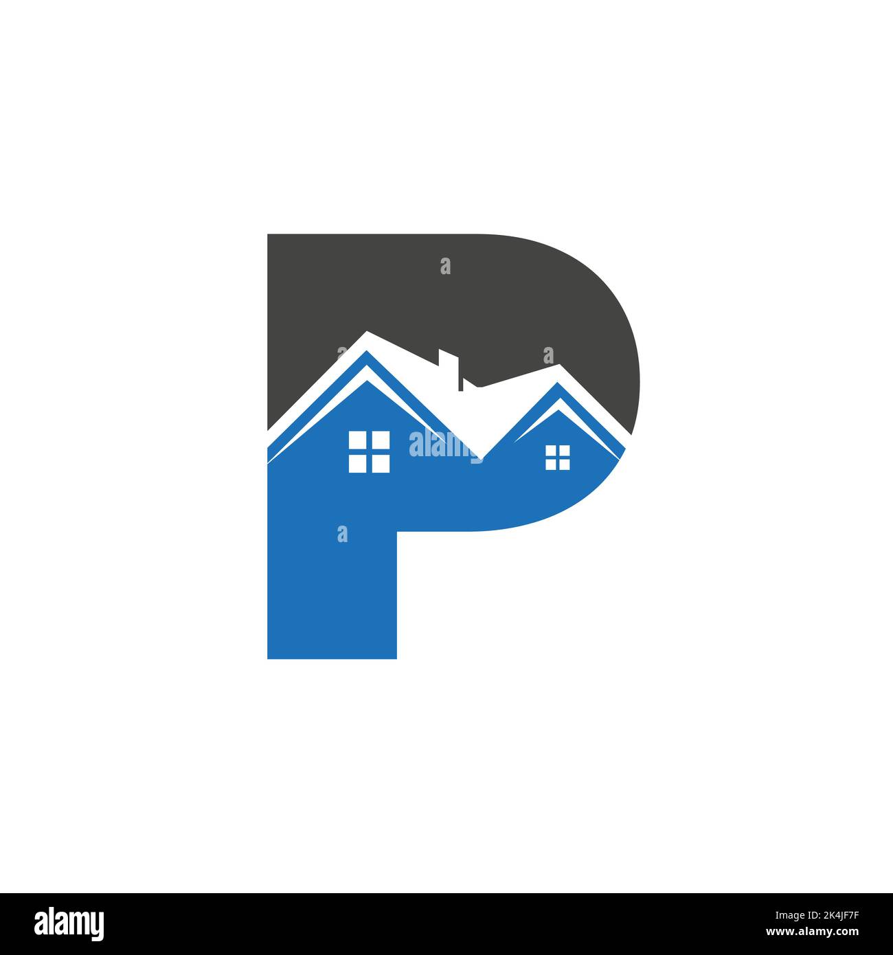 Initial Letter P Real Estate Logo With Building Roof For Investment and