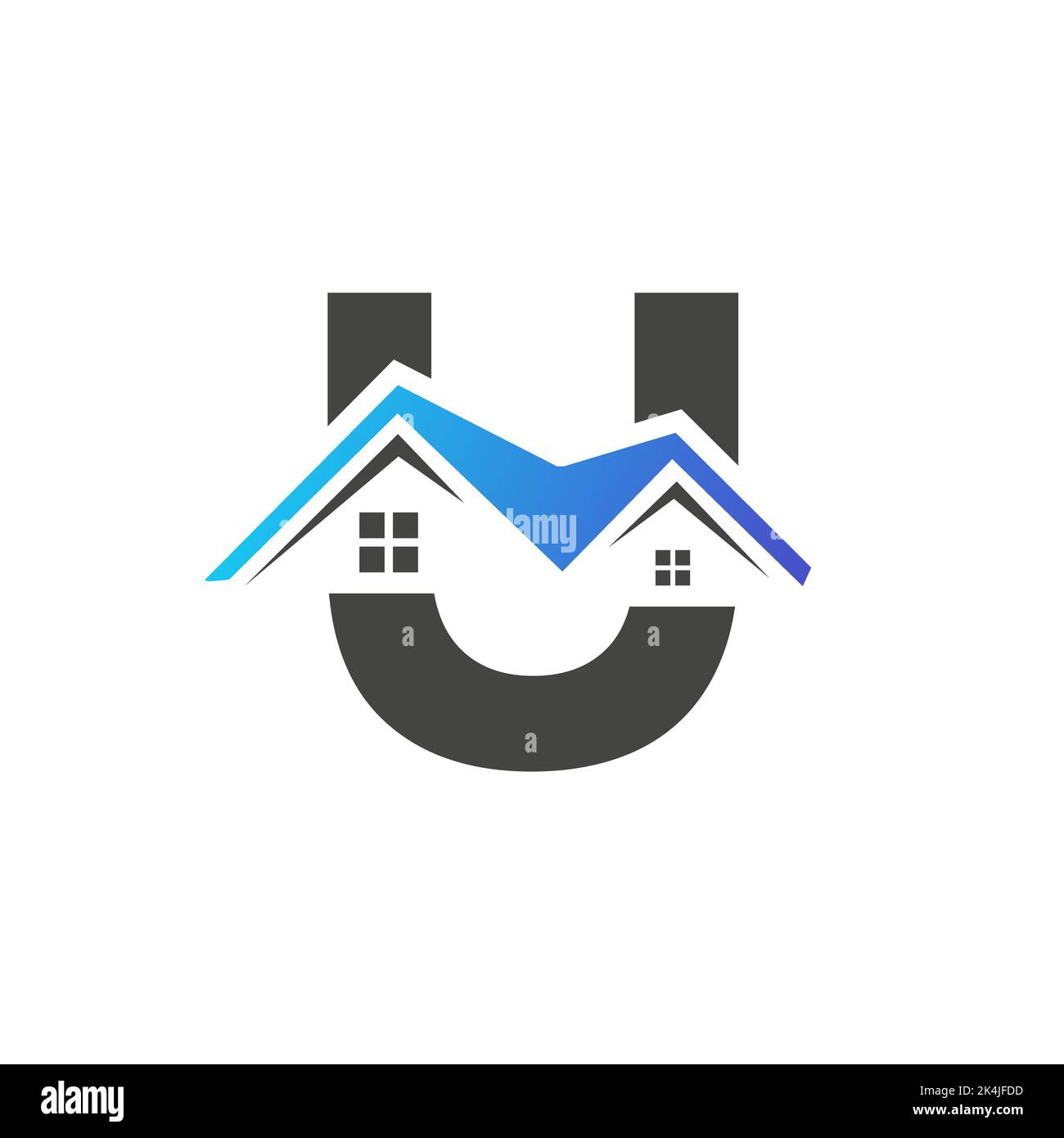 Initial Letter U Real Estate Logo With House Building Roof For ...