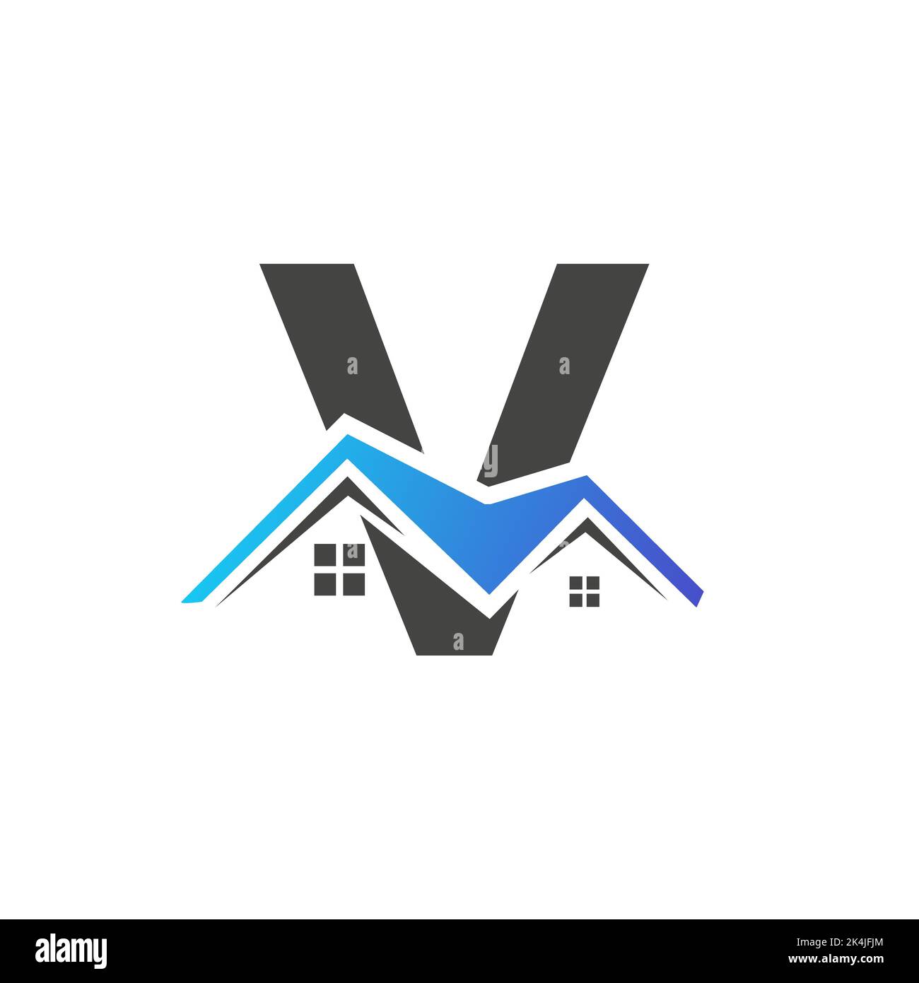 Initial Letter V Real Estate Logo With Building Roof For Investment and ...