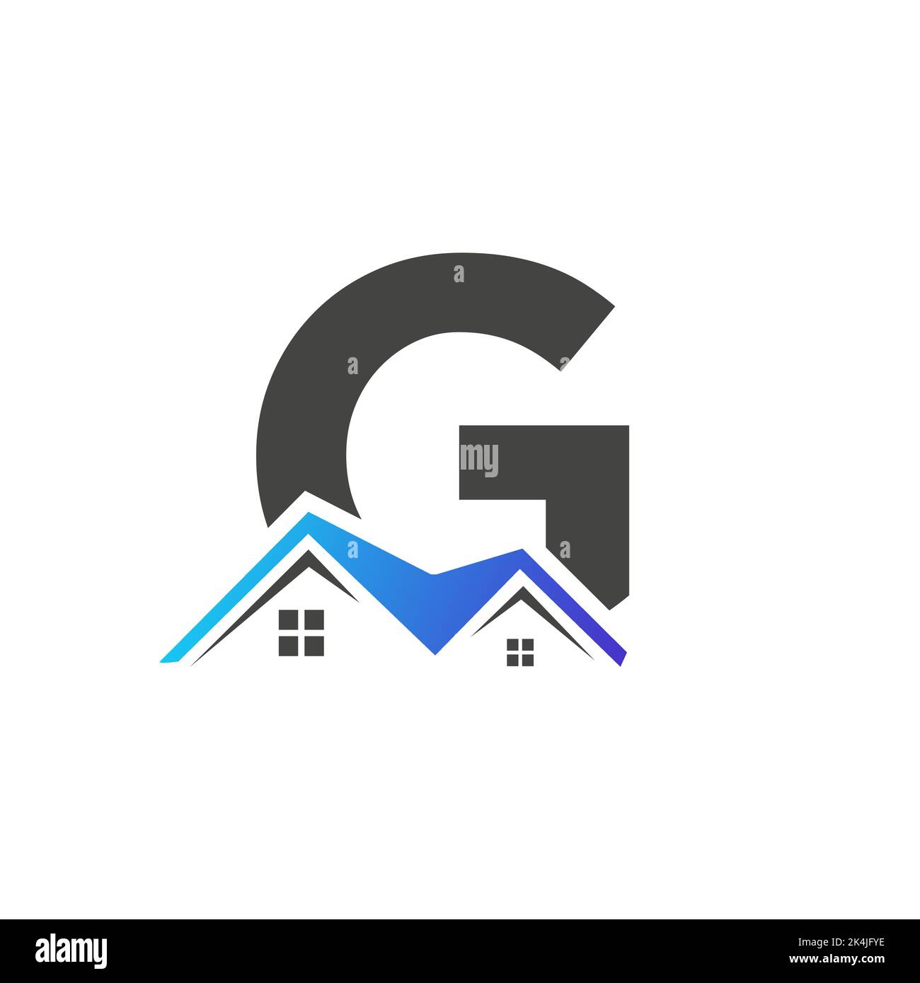 Initial Letter G Real Estate Logo With House Building Roof For