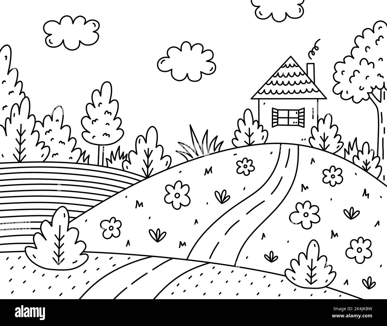 Drawing For Kids Scenery With House