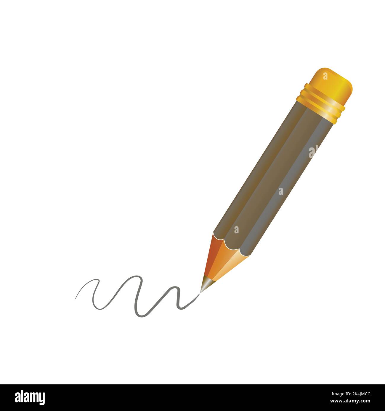 Wooden realistic grey pencil with rubber eraser. Pencils sharp on white background. Vector illustration Stock Vector