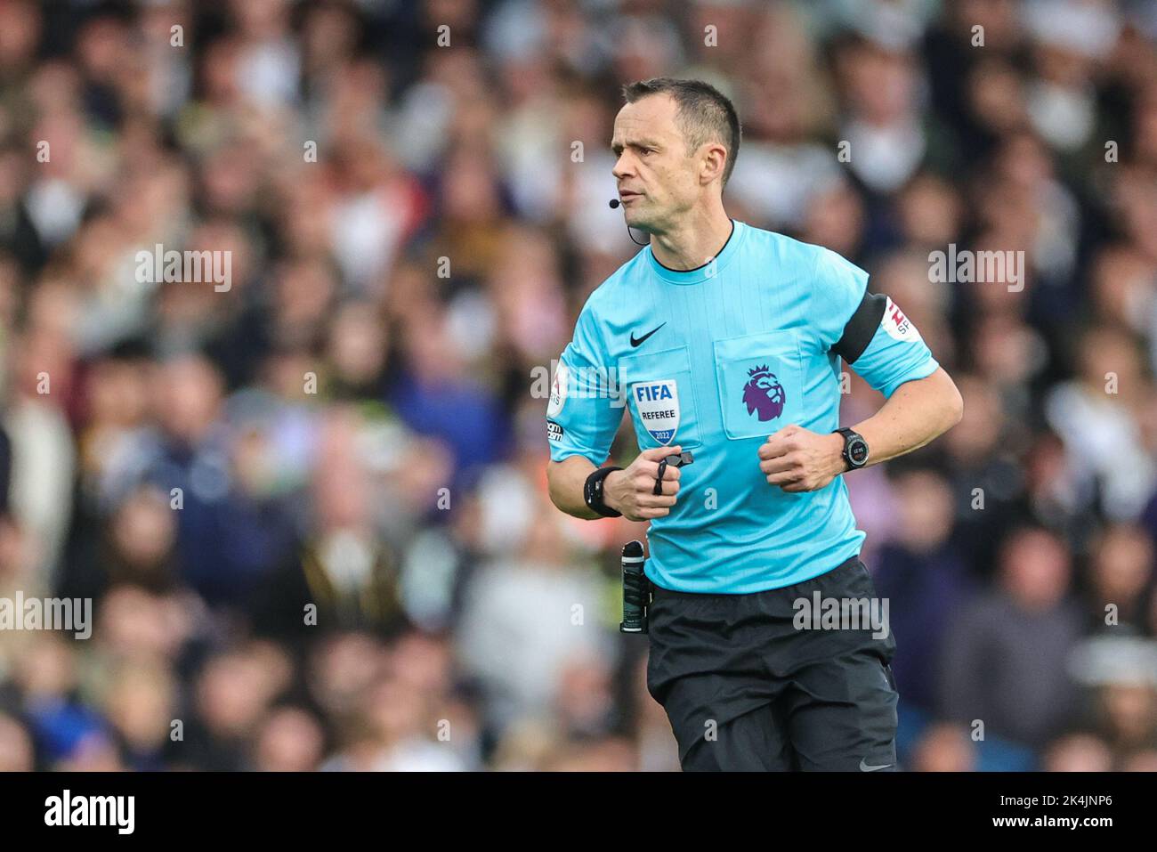Referee Stuart Attwell during the Premier League match Leeds United vs Aston Villa at Elland Road, Leeds, United Kingdom, 2nd October 2022  (Photo by Mark Cosgrove/News Images) Stock Photo