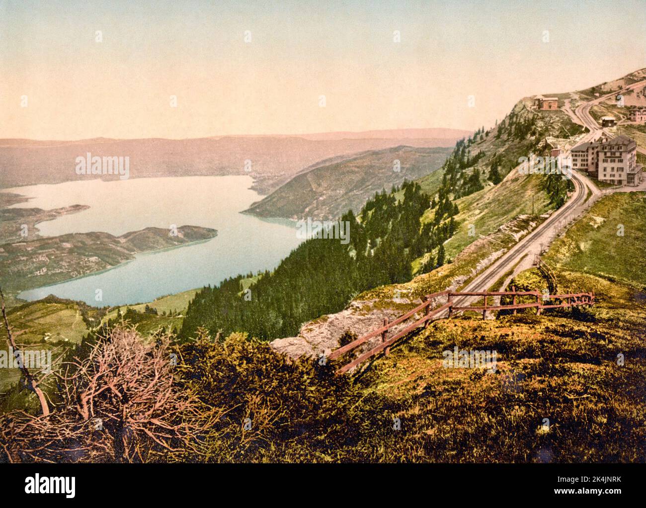 Rigi Staffel and Lake Zug, Schwyz, Switzerland 1890. Stock Photo