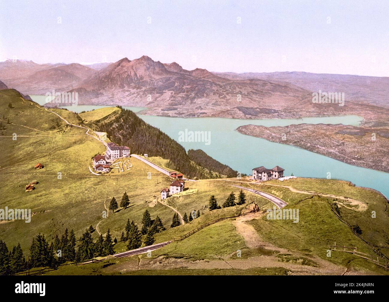 Rigi Staffel, Lake Zug and Pilatus, Schwyz, Switzerland 1890. Stock Photo