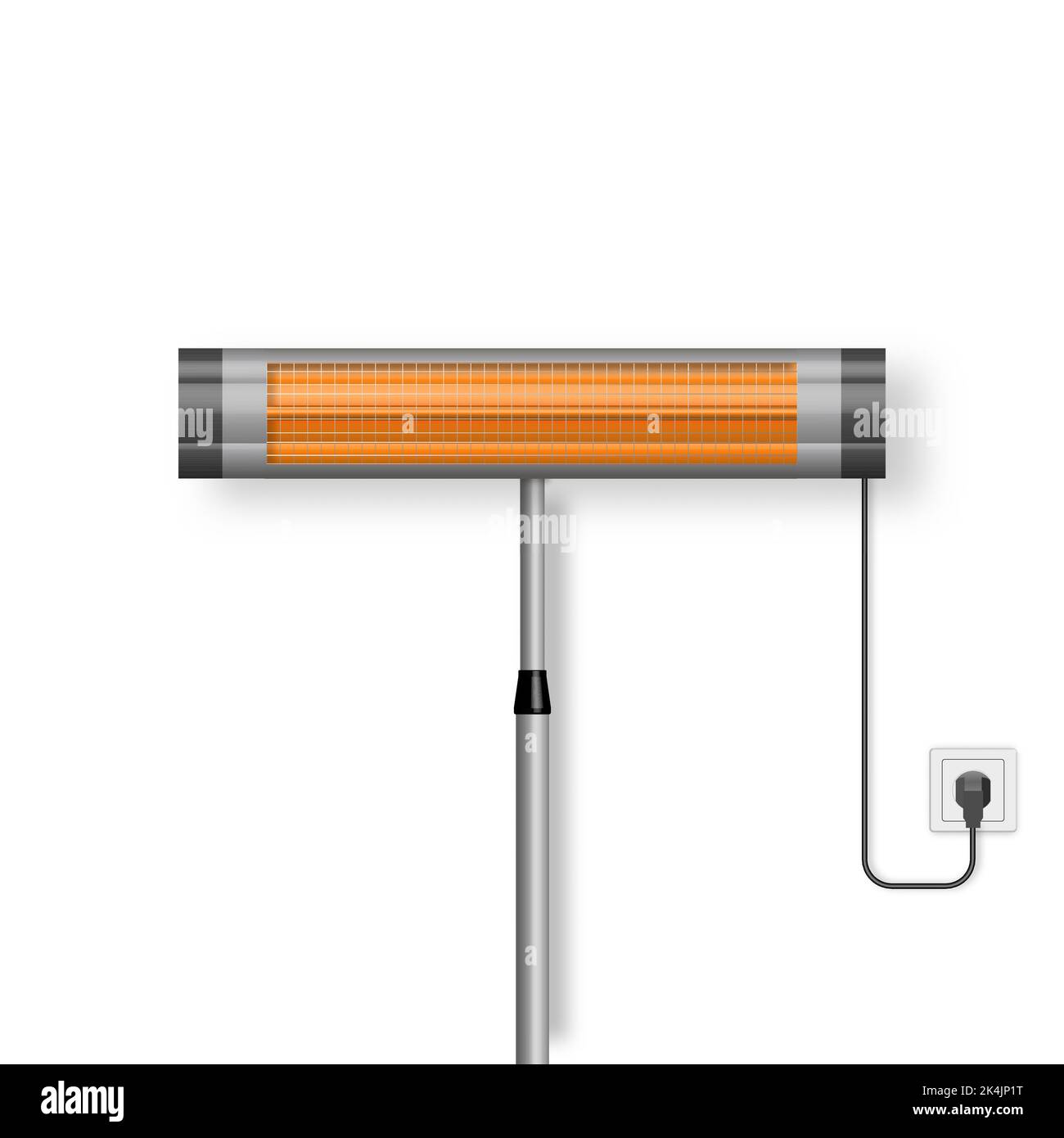 Ultraviolet, electric heater on a stand in the on state, 3D vector illustration. Stock Vector