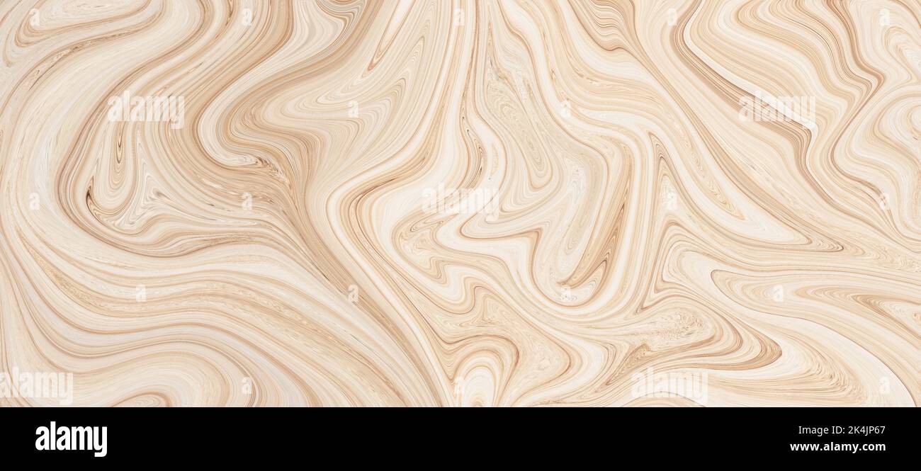 Beige abstract background, streaks, digital panoramic backdrop, swirl effect. Creative design. Paint flow. Monochrome wide banner. Curved shape patter Stock Photo