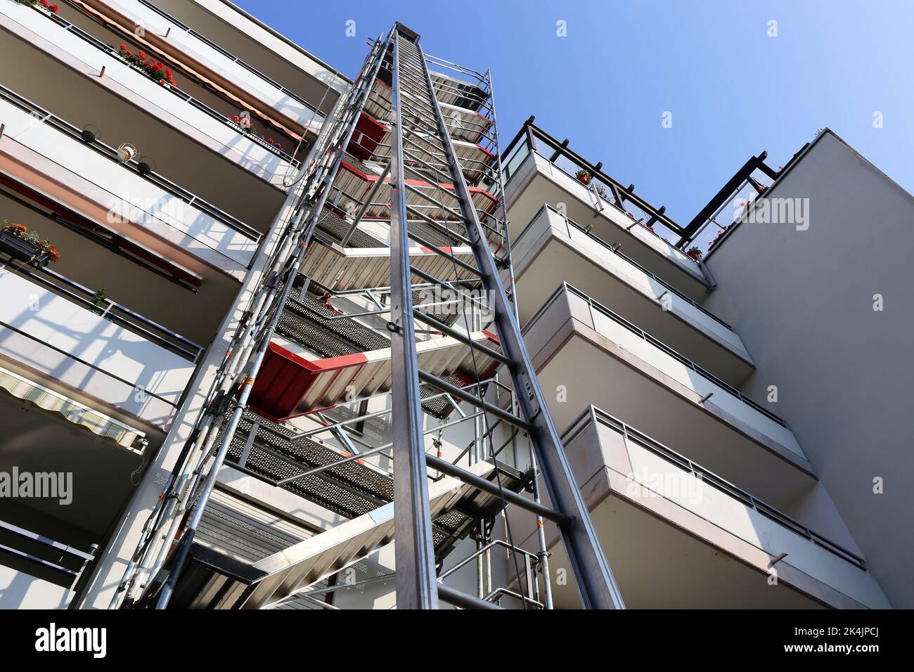 Scaffold with construction hoist Stock Photo Alamy