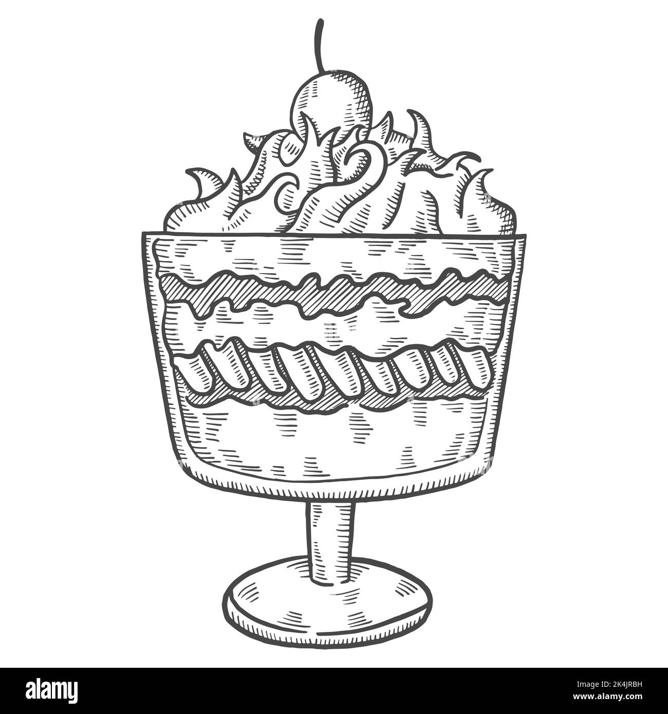 trifle british or england and dessert snack isolated doodle hand drawn ...