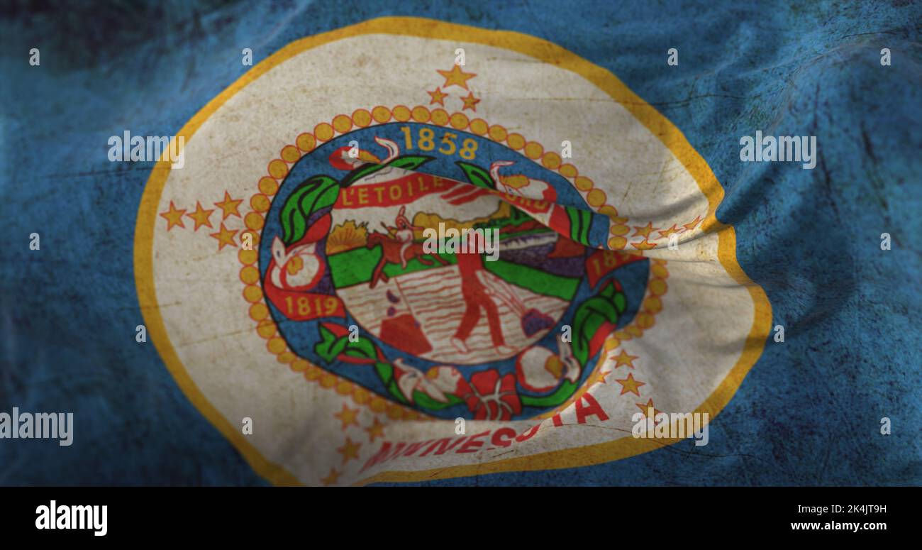Old flag of Minnesota state, region of the United States Stock Photo