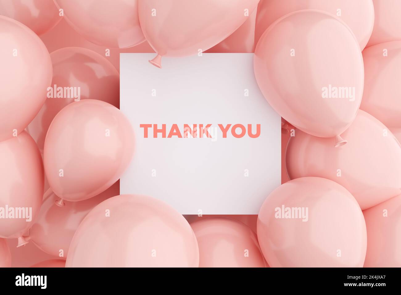 White sign frame with the message THANK YOU surrounded with pink air ...