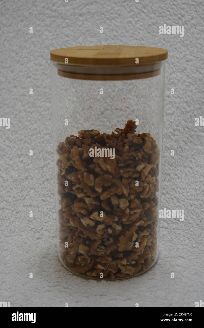 A Brown Glass Jar with Black Lid Stock Photo - Image of glass, liquid