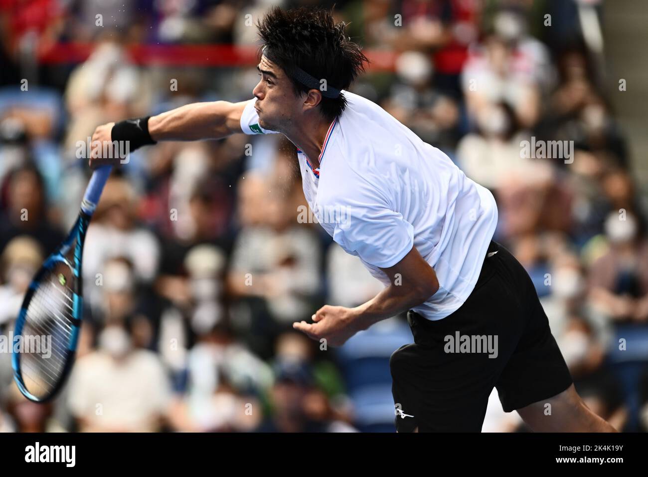 Tokyo, Japan. 3rd Oct, 2022. Pedro MARTINEZ (ESP) reacts during his Singles  1st round match against Alexei POPYRIN (AUS) at the Rakuten Japan Open  Tennis Championships 2022 at Ariake Coliseum. The tournament