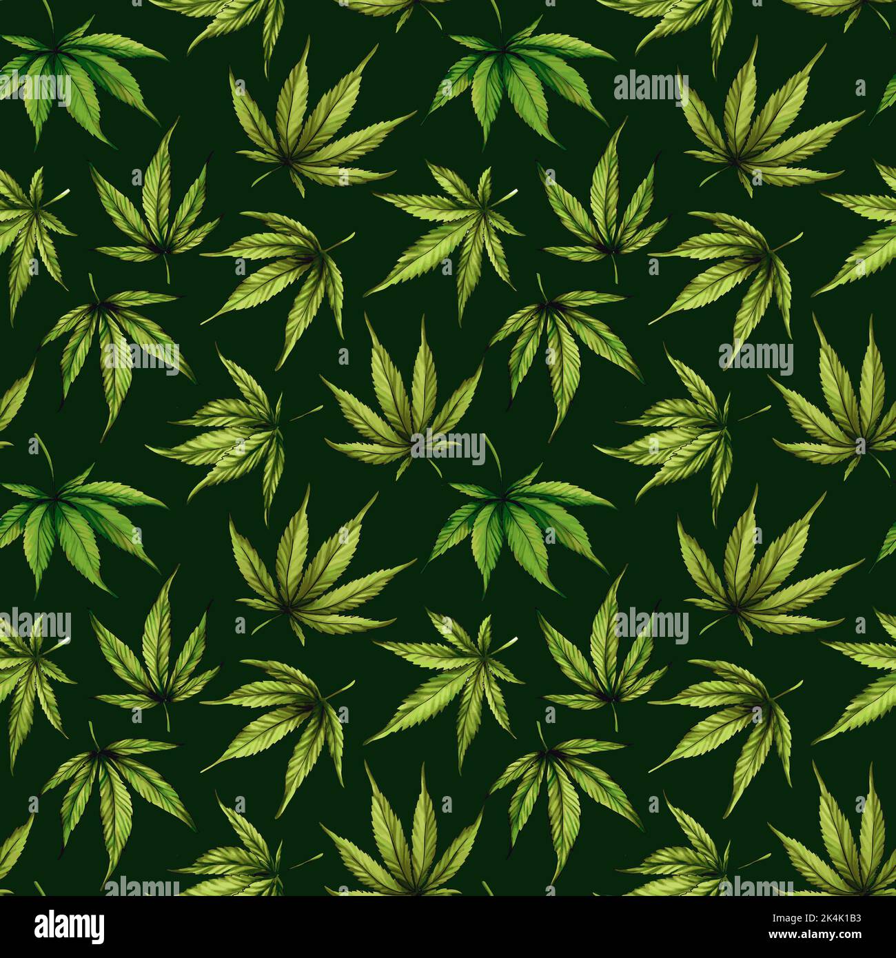 Marijuana seamless pattern. Green hemp leaves Stock Photo