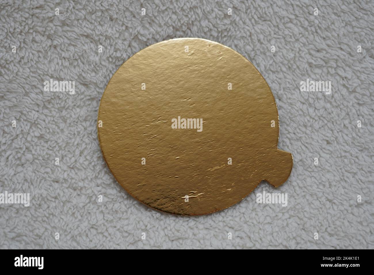Two golden speech bubbles on a textured red background. Stock Photo