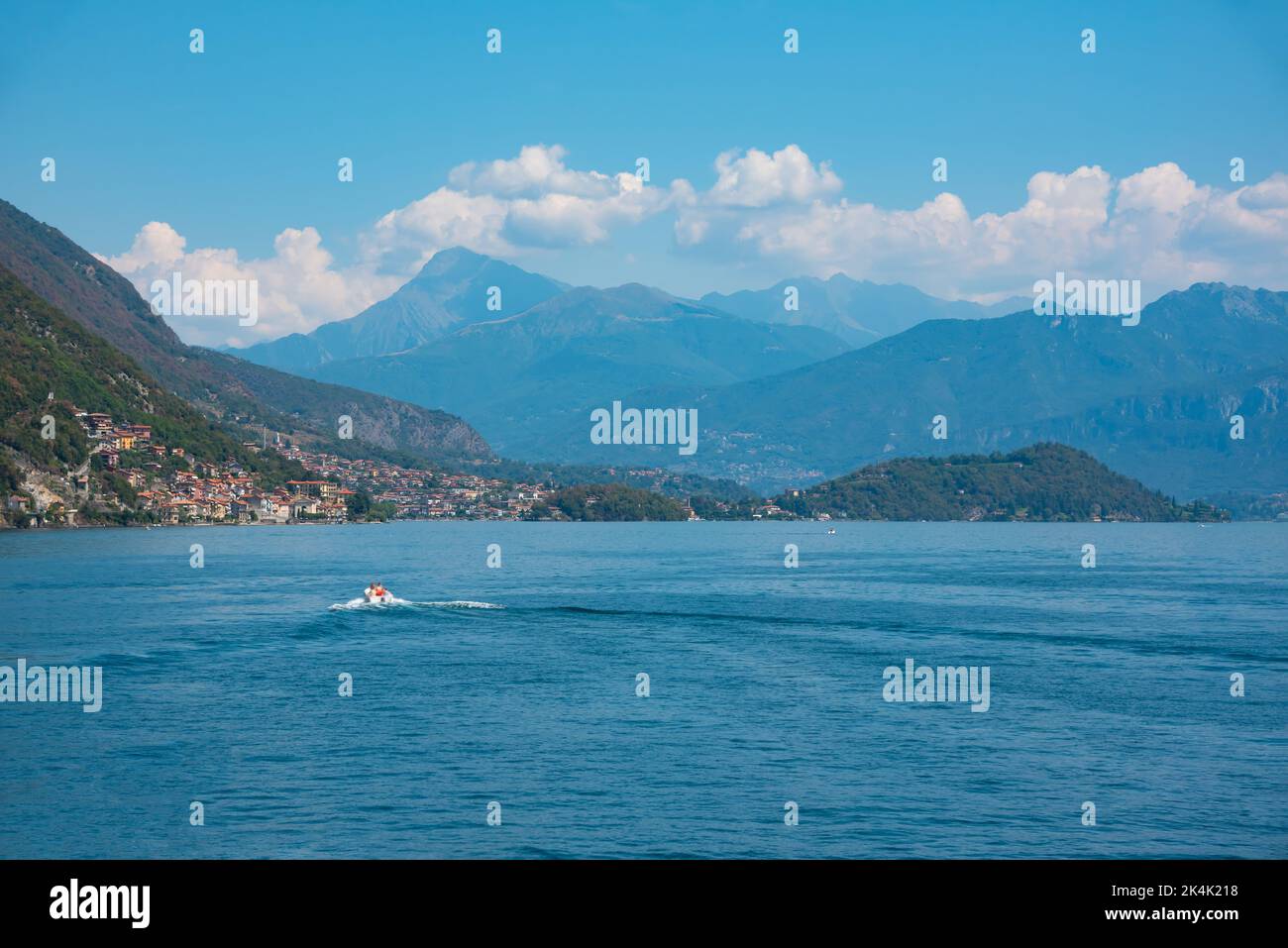 Beautiful nature of lake Como, Italy in summer, famous tourism destination Stock Photo