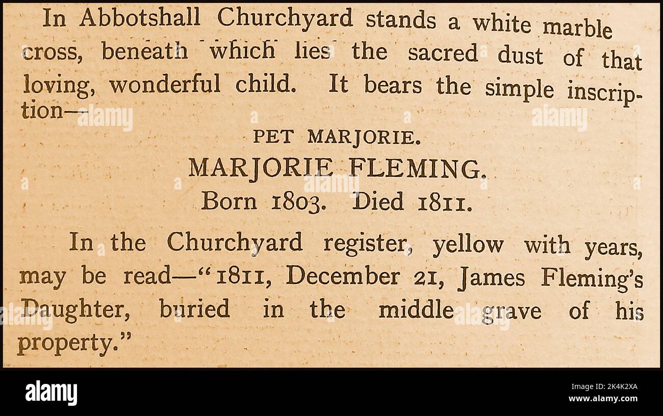 A 1904 Description Of The Grave Of Marjorie Fleming child Literary a-1904-description-of-the-grave-of-marjorie-fleming-child-literary