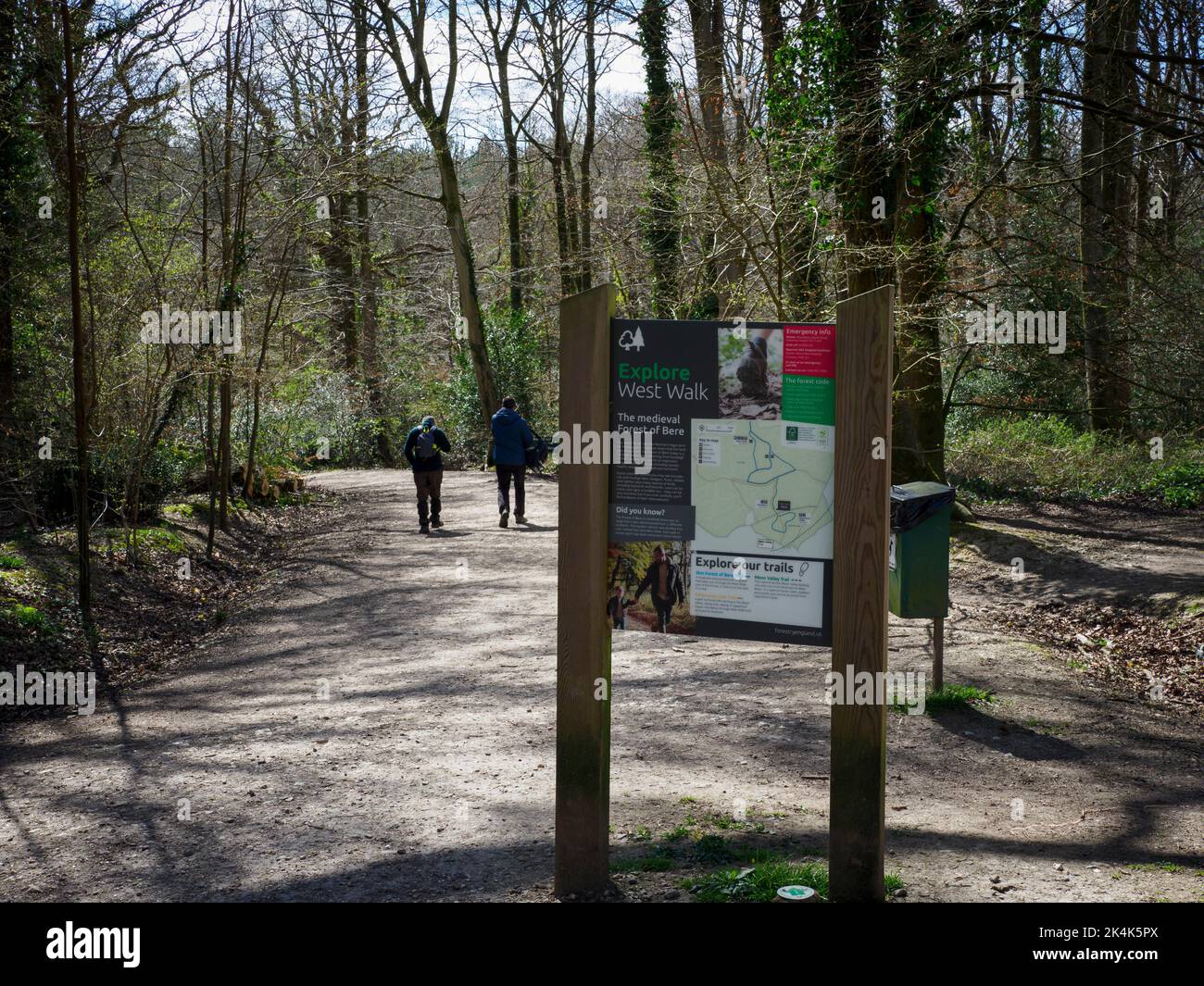 Two hikers on the West walk, Forest of Bere, Fareham, Hampshire, UK Stock Photo