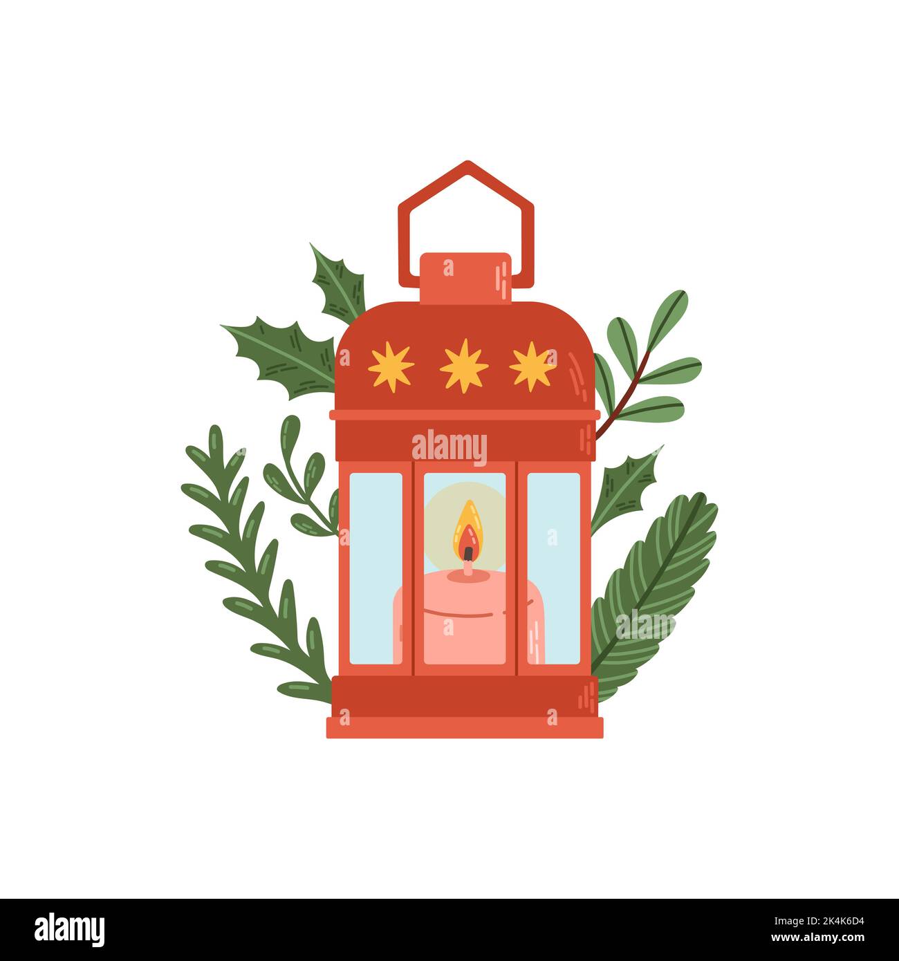 Christmas lantern winter decor flat design vector Stock Vector