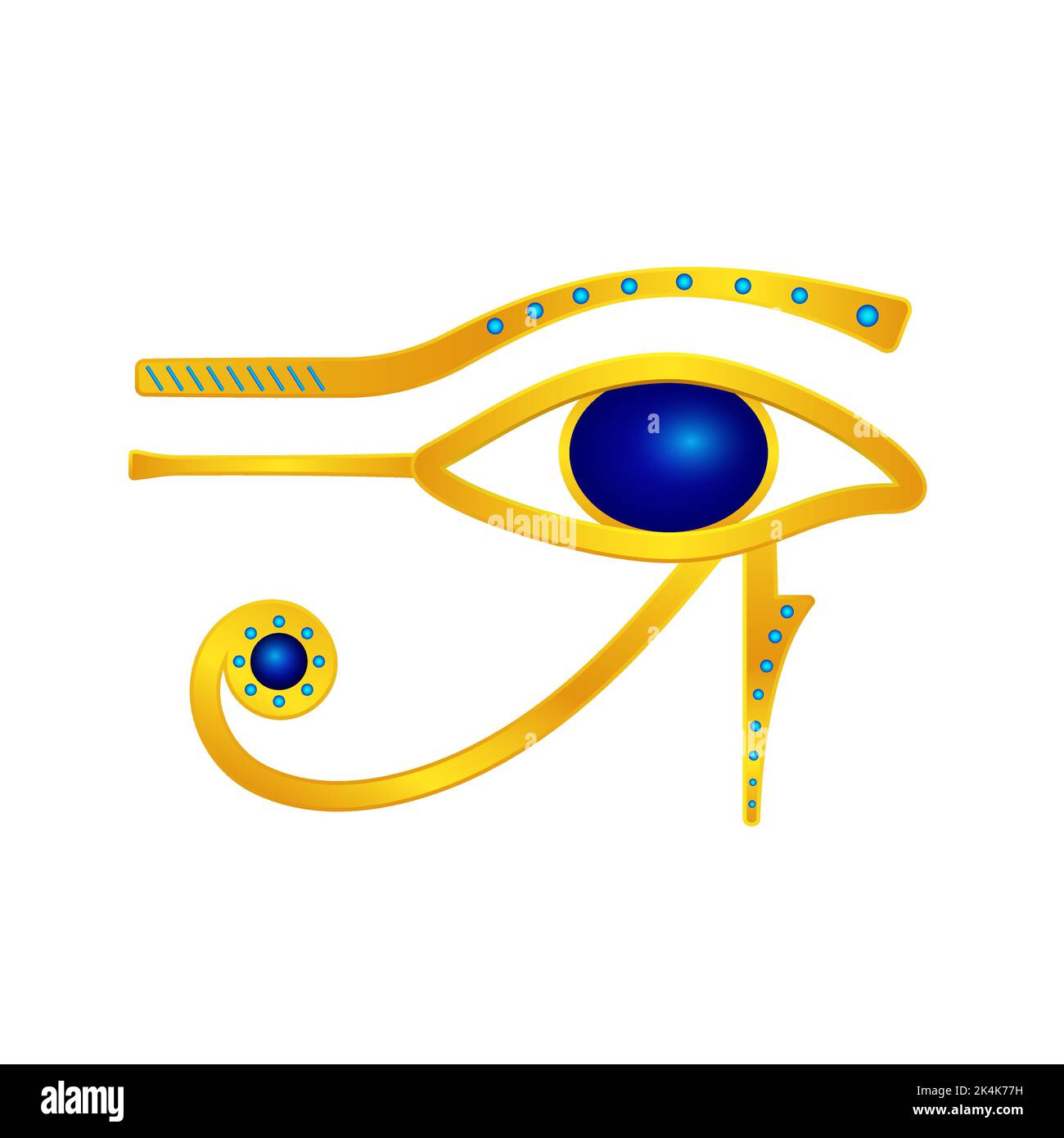 Golden eye of horus. Mystical egyptian god symbol Stock Vector