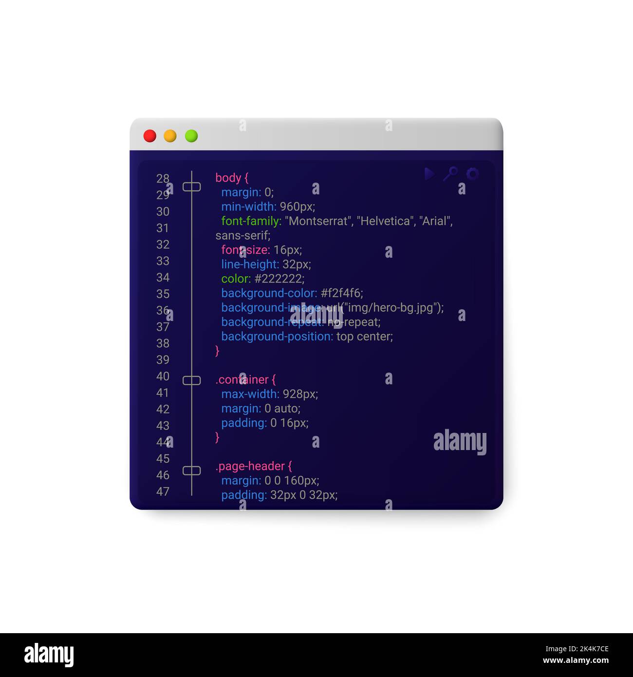 Online windows site with code template Stock Vector
