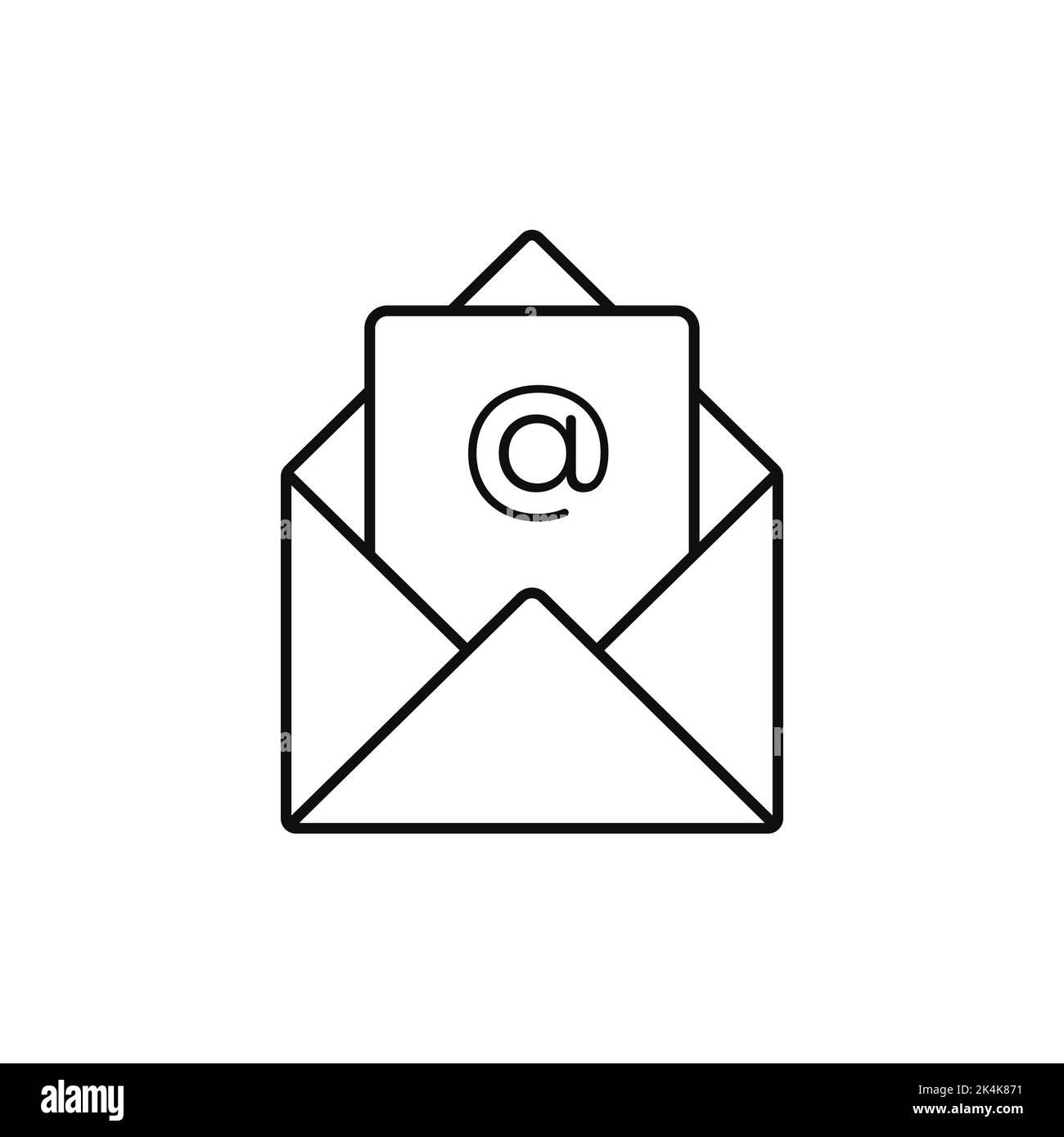 Email black icon. Open web envelope with letter Stock Vector