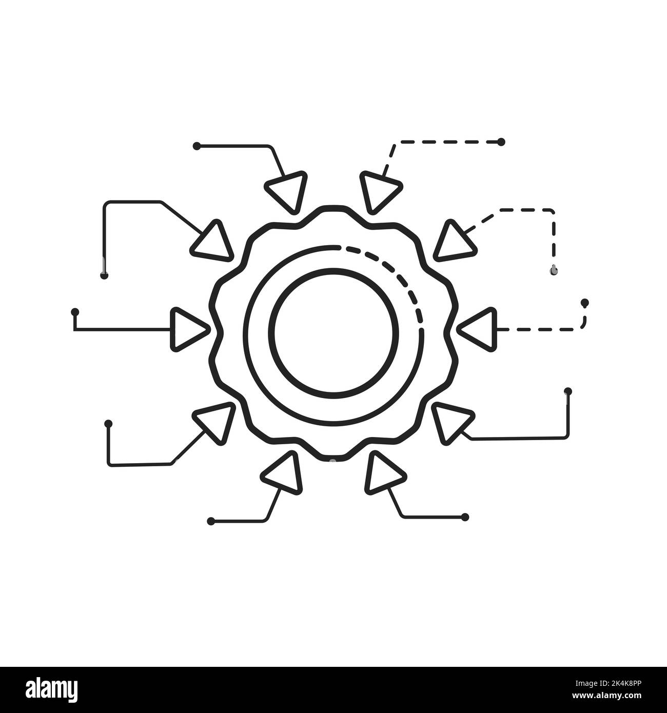 Automated control system icon. Schematic data optimization Stock Vector