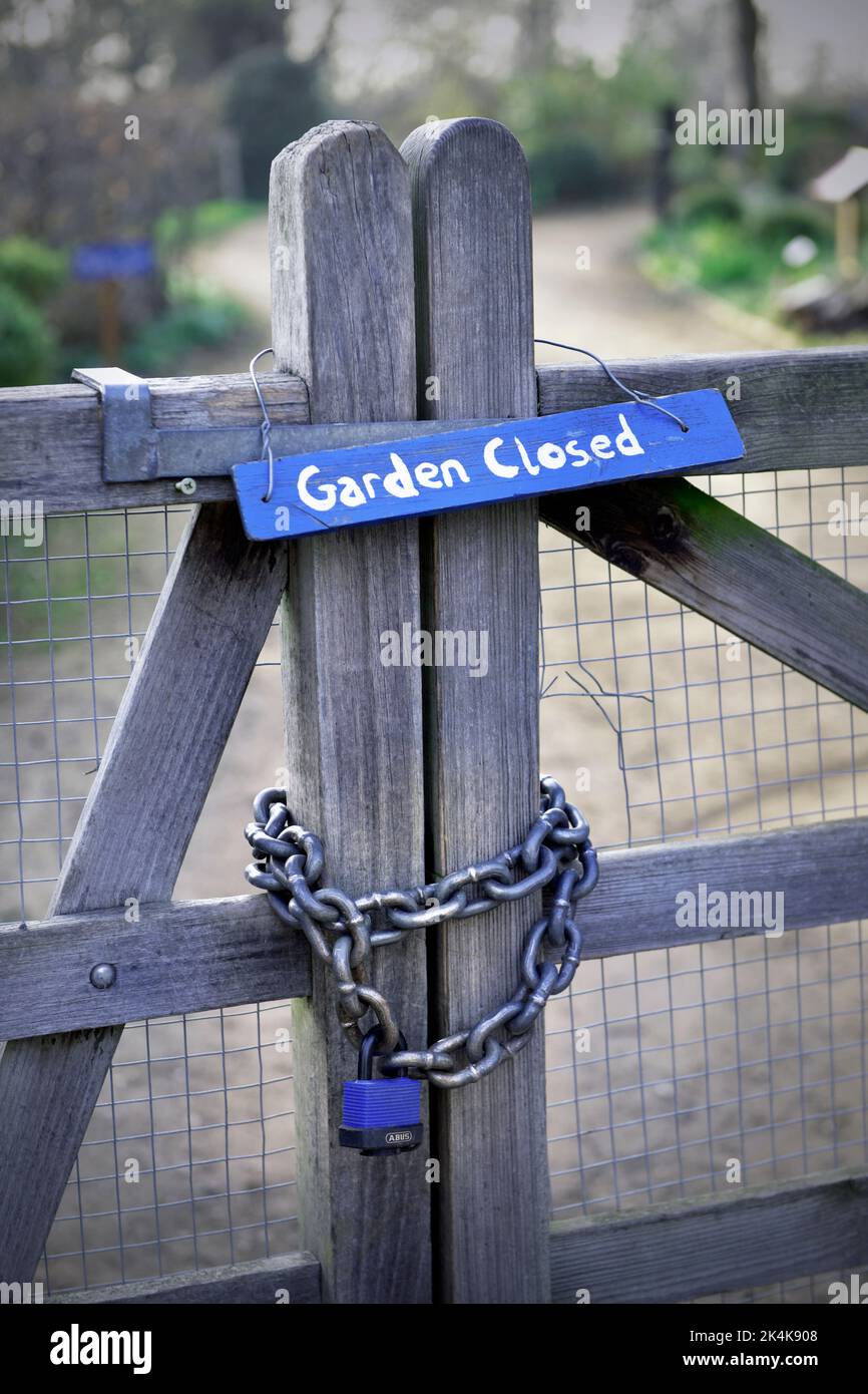 closed and locked garden gate Stock Photo