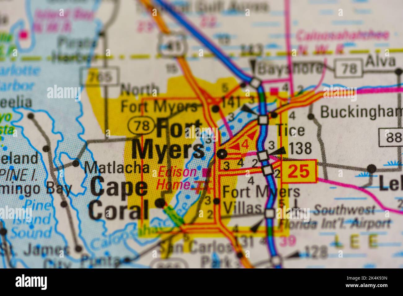Fort Myers, Florida, USA on a map Stock Photo Alamy