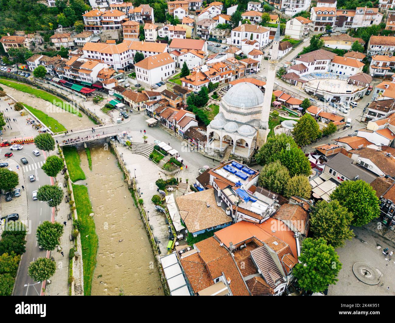 Prizren Old Town Aerial View. Sinan Pasha Mosque. Historic And ...