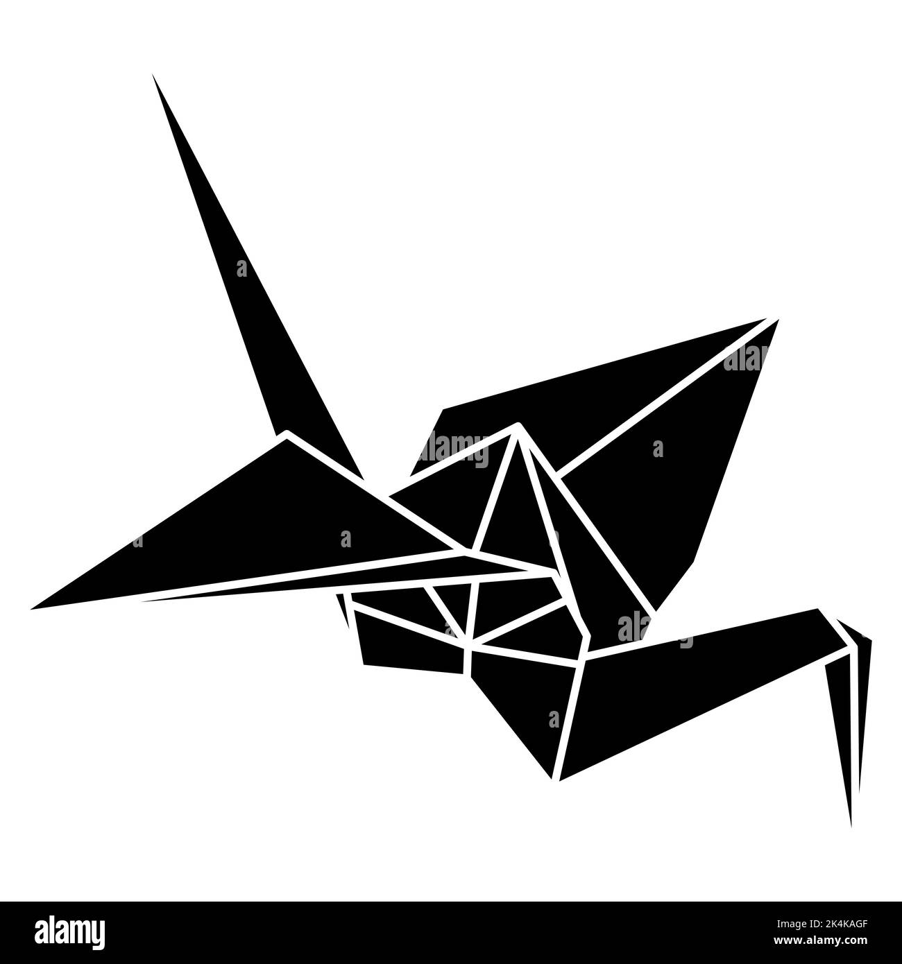 Origami crane vector silhouette illustration icon isolated on white ...