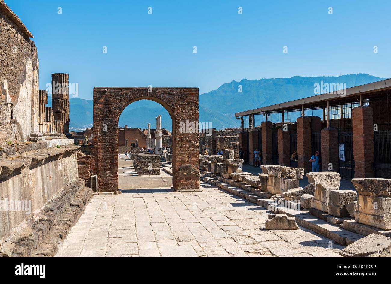 Building structures in ruins in the ancient city of Pompei Stock Photo
