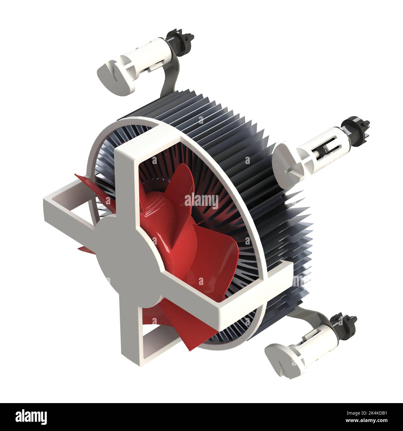 CPU cooler assembly 3D illustration isolated on white background Stock