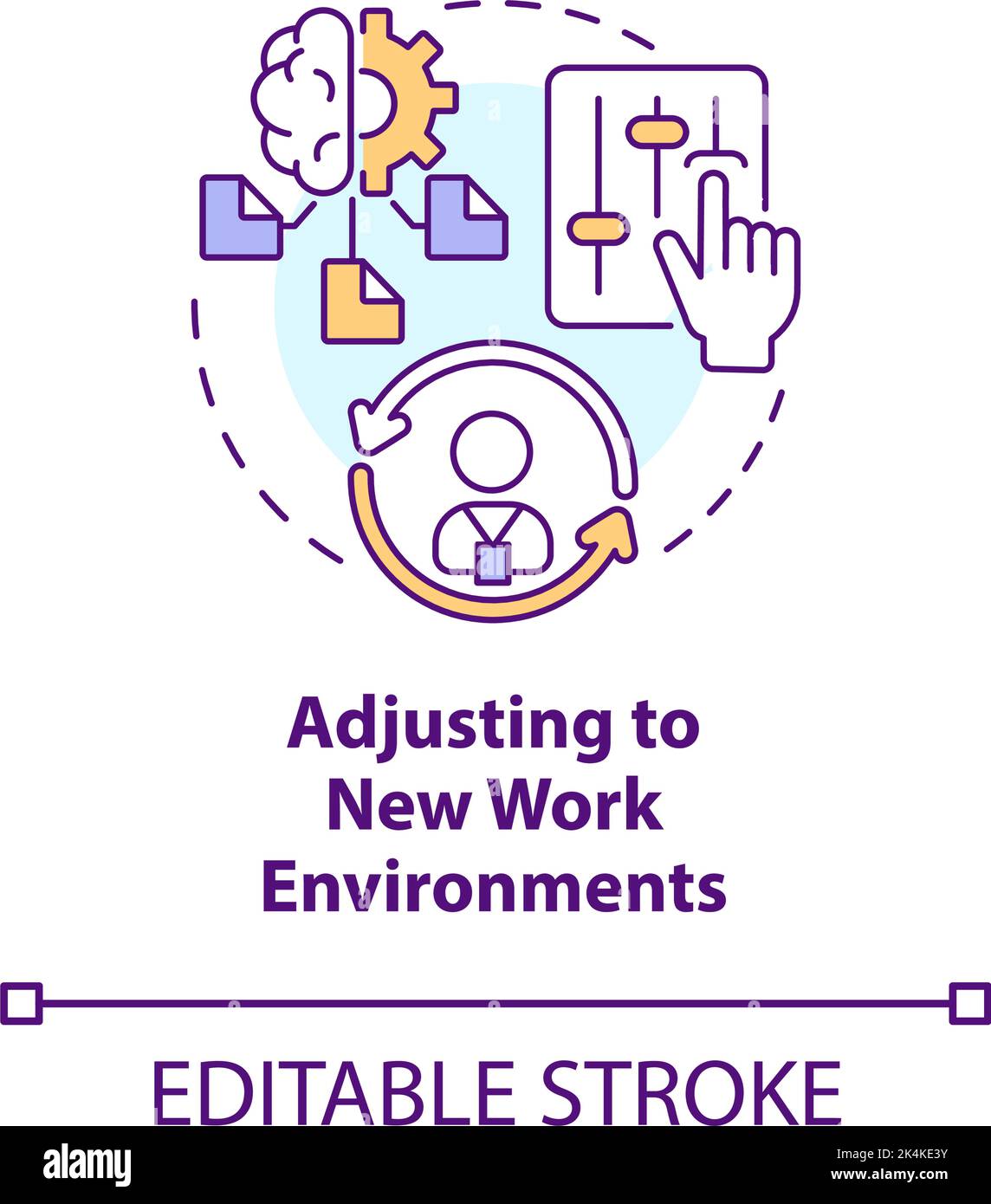 Adjusting to new work environments concept icon Stock Vector