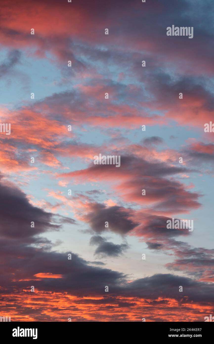 Red sunset sky and clouds. Scotland Stock Photo