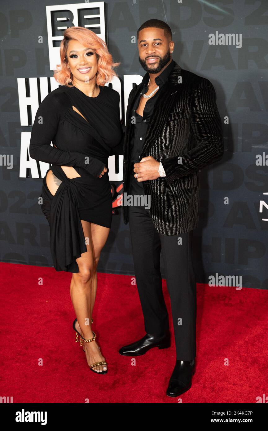 Crystal Hayslett and Devale Ellis attend the BET Hip Hop Awards 2022 on