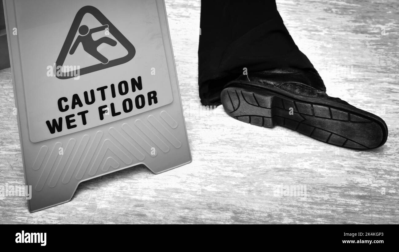 Wet floor slip Black and White Stock Photos & Images Alamy