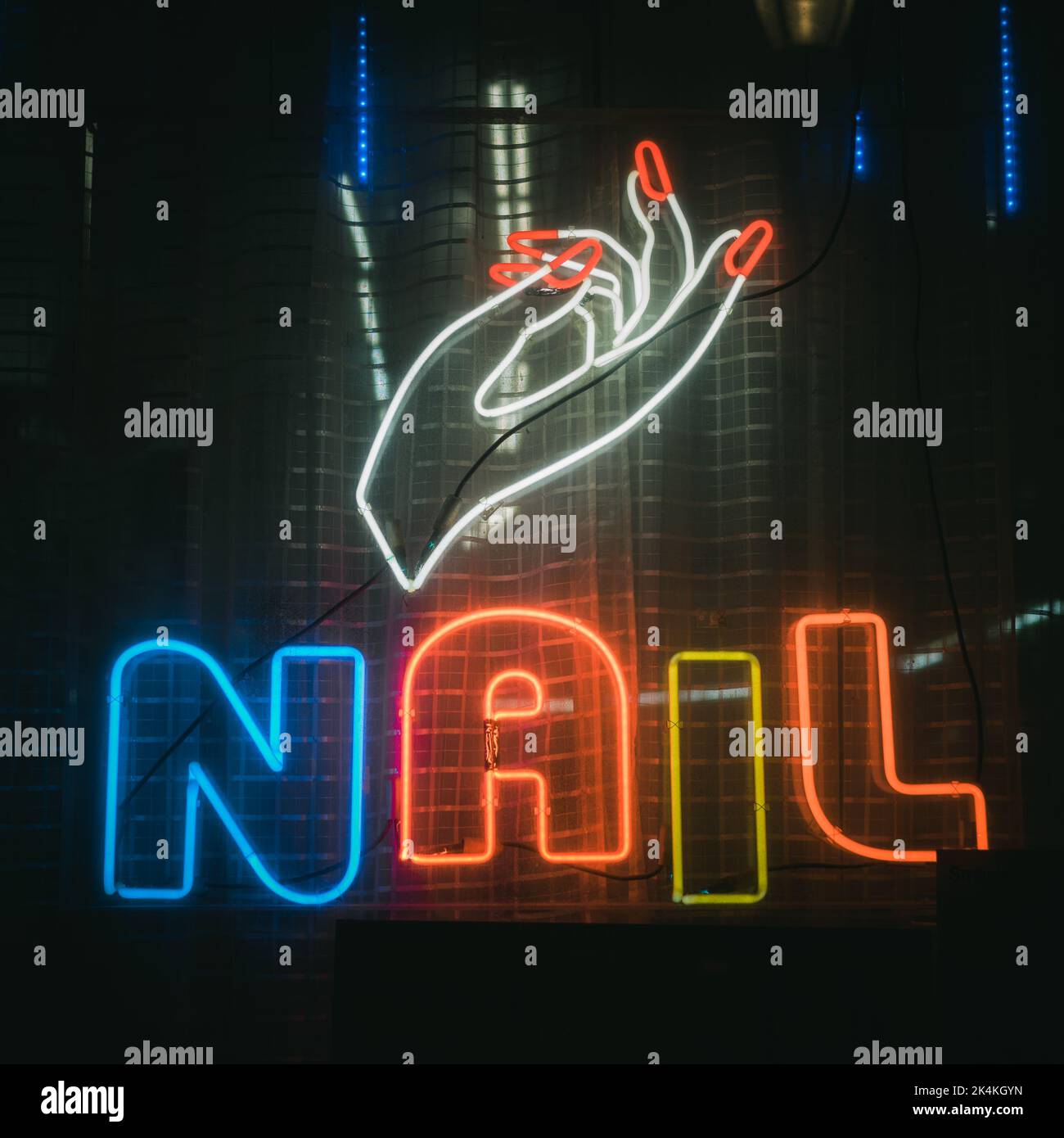 Nail salon neon sign, in Bushwick, Brooklyn, New York Stock Photo Alamy